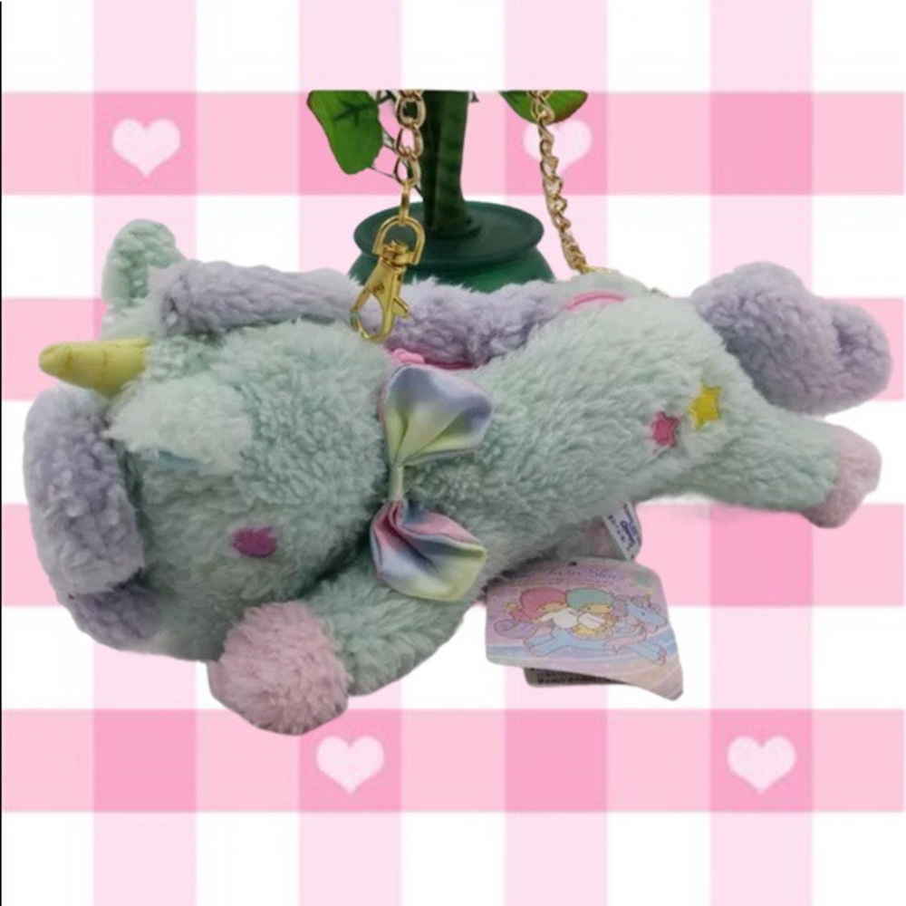 BNWT Little Twin Stars pastel Unicorn plushie bag